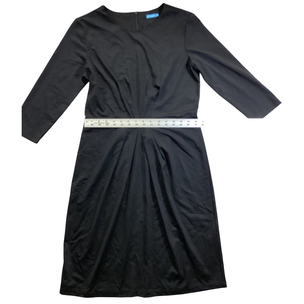 J.McLaughlin Womens Black Pleated Waist 3/4 Sleeve Sheath Dress Size L